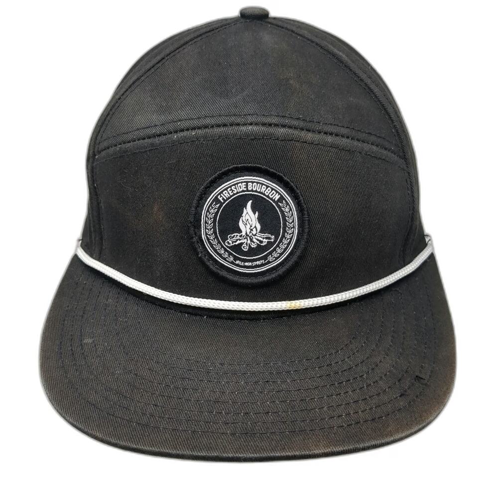 Mile High Spirits Fireside Bourbon Black Baseball Cap One Size Snapback Rope Hat